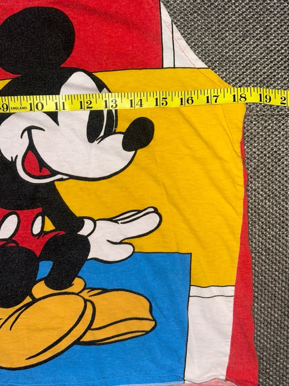 Rare 80s Mickey Mouse Colorblock Womens Single Stitch Tank Top - Picture 3 of 5